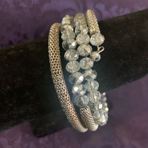 Silver Mesh & Silver Bead Bracelet